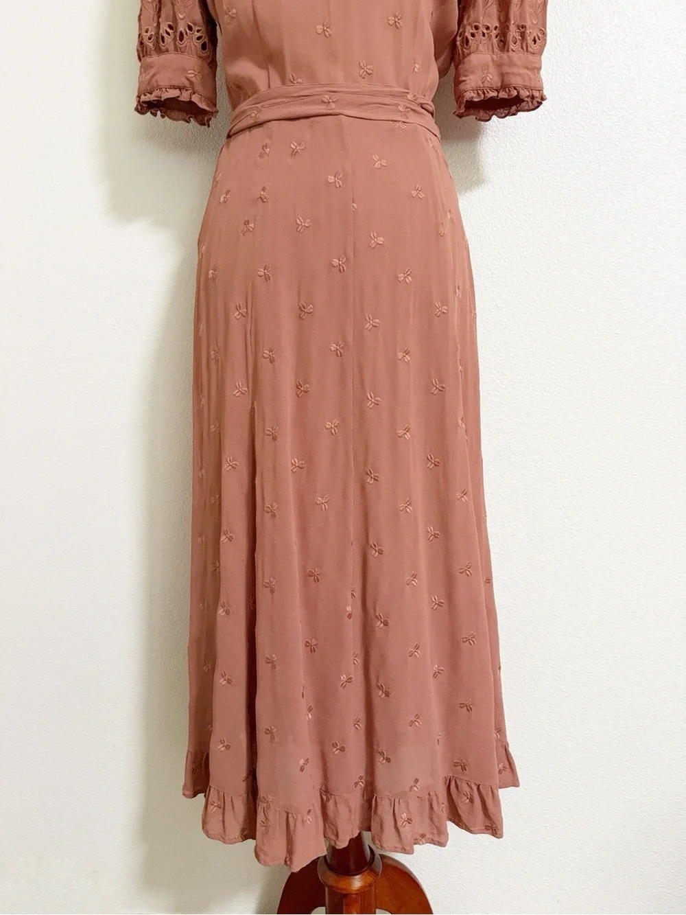 Reformation Annalise Embroidered Floral Wrap Midi Dress - Picture 9 of 15